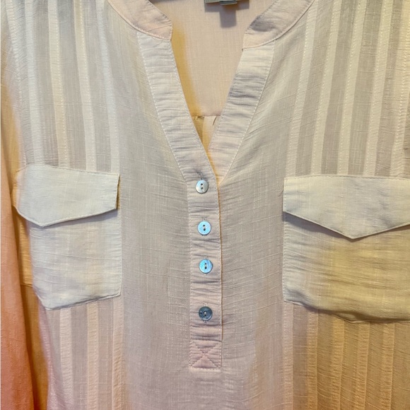 Avenue 18/20 Peach Coral Ombre Blouse Plus Size Flowy Tunic Top Button Front - Picture 2 of 8